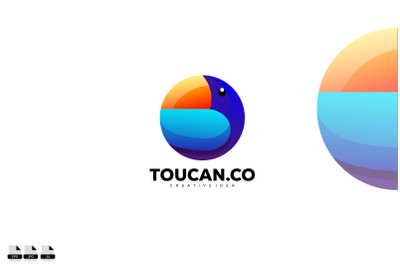 toucan round logo colorful design icon vector