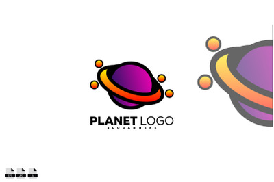 planet icon logo colorful design vector