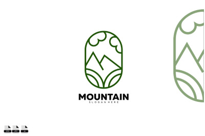 mountain frame logo design line art