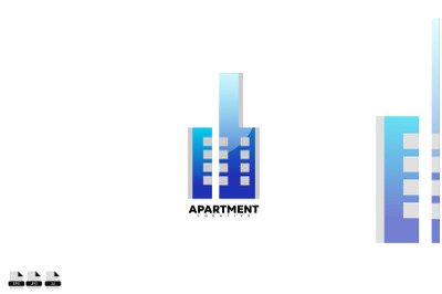 real estate design logo with apartement design gradient color