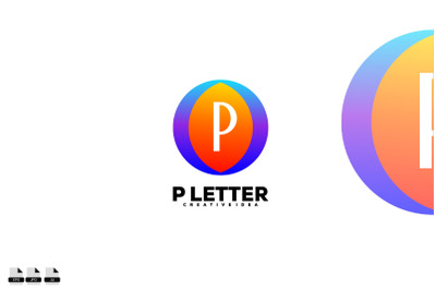 letter p logo colorful with ball design gradient color symbol