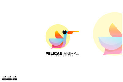 cute pelican logo animal icon design template