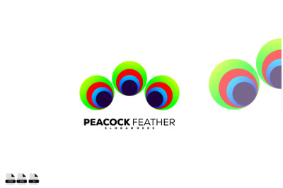 peacock feathers logo icon design colorful symbol