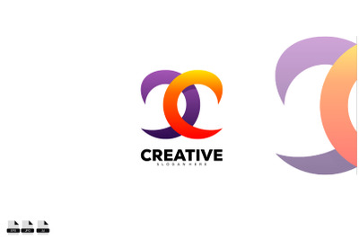 letter c logo abstract design gradient color