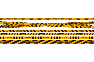 Caution yellow and black tape. Industrial warning for place under cons