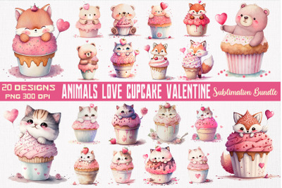 Cute Animals Love Cupcake Bundle