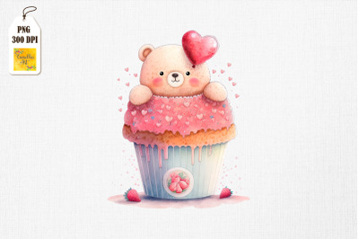 Cute Bear Loves Cupcake Valentine