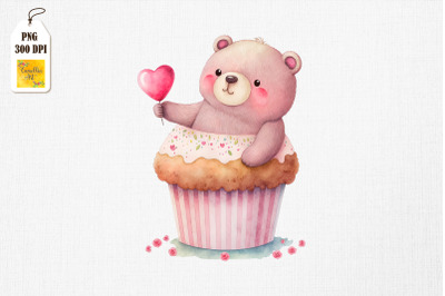 Cute Bear Loves Cupcake Valentine 2