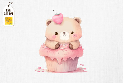 Cute Bear Loves Cupcake Valentine 3