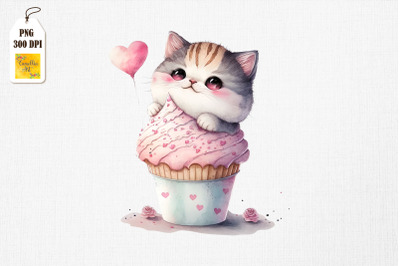 Cute Cat Loves Cupcake Valentine&amp;&23;039;s Day