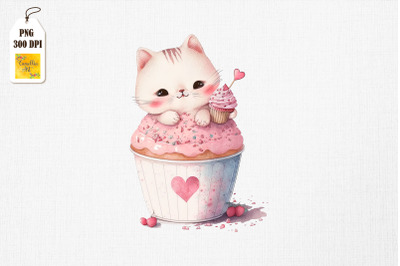 Cute Cat Loves Cupcake Valentine