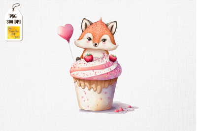 Cute Fox Loves Cupcake Valentine&#039;s Day 3