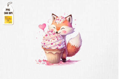 Cute Fox Loves Cupcake Valentine&#039;s Day 4