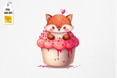 Cute Fox Loves Cupcake Valentine&#039;s Day 5