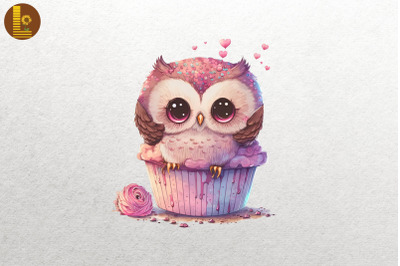 Cute Baby Owl Loves Cupcake Valentine 2