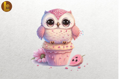 Cute Baby Owl Loves Cupcake Valentine 3