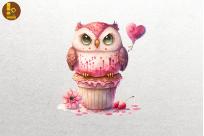 Cute Baby Owl Loves Cupcake Valentine 4