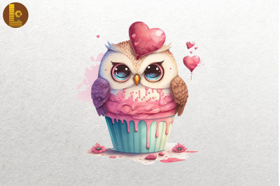 Cute Baby Owl Loves Cupcake Valentine 5