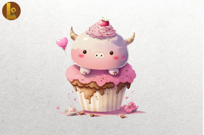 Cute Baby Ox Loves Cupcake Valentine