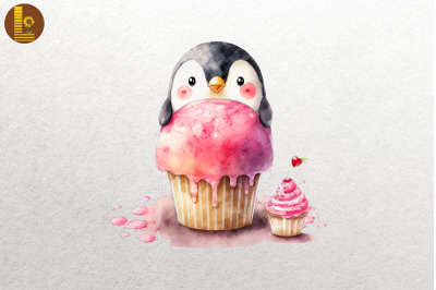 Cute Penguin Loves Cupcake Valentine 2