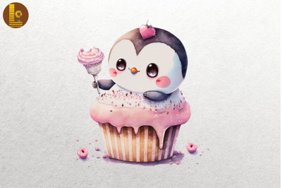 Cute Penguin Loves Cupcake Valentine 3