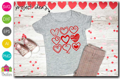 Doodle Hearts Valentine&#039;s Day SVG | Valentine&#039;s Day SVG File