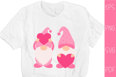 Gnome Heart sublimation. Valentine Gnome T- shirt design