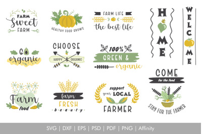 Farm Organic Food Quotes SVG Bundle