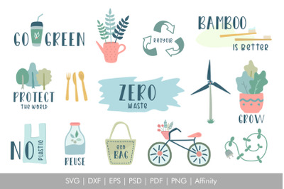 Zero Waste Lifestyle SVG Illustrations Set