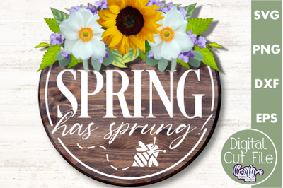 Spring Has Sprung Svg | Round Spring Sign | Spring Door Sign