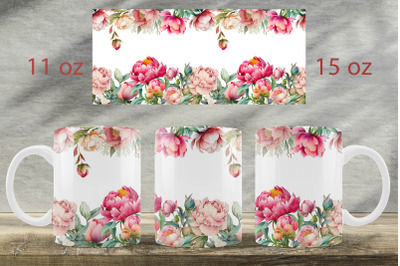 Flower Mug Wrap design Spring mug sublimation Full Wrap