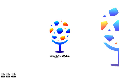 digital ball logo modern technology design template