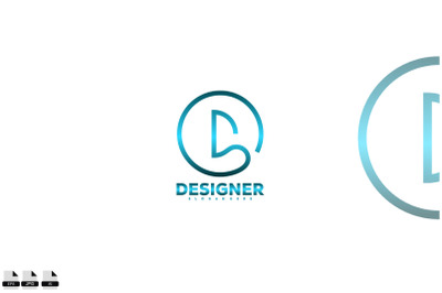 letter d circle logo style line design gradient color