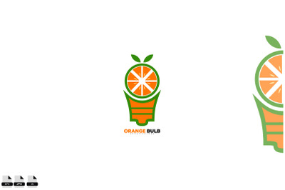 bulb with orange fruit logo illustration design symbol