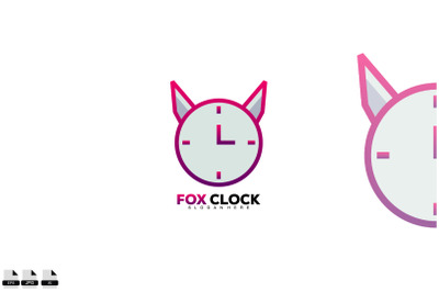 fox clock design icon design template symbol