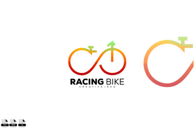 racing bike logo design line art color icon