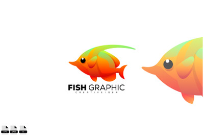 fish gradient color design icon logo graphic