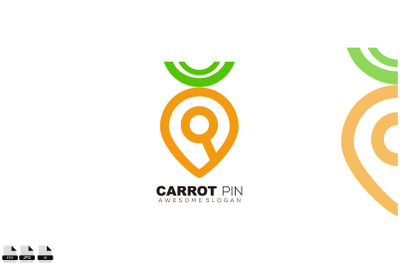 carrot with pin design line art logo combination icon