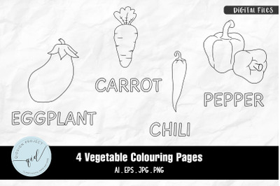 Vegetable Colouring Pages | 4 Variations