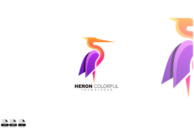 heron bird logo design colorful style for icon