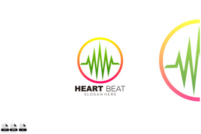 heart beat icon logo design line art gradient color