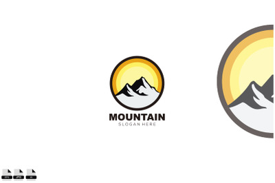 mountain icon frame round logo design symbol