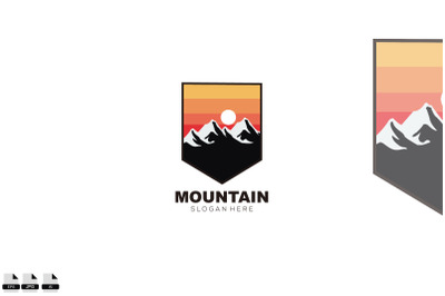 mountain in frame logo vintage icon design illustration