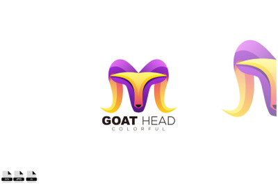 head goat logo design colorful style template