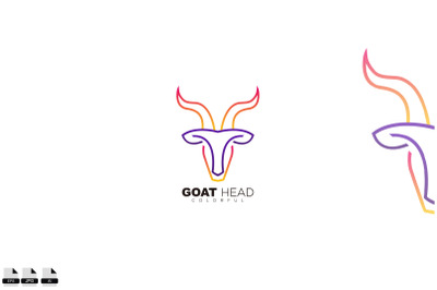 line art goat head logo template illustration design