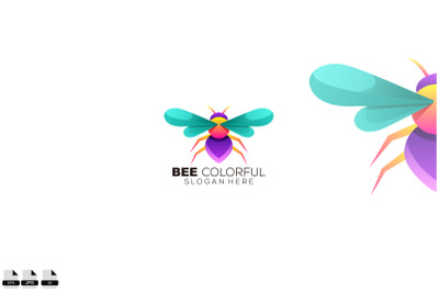 bee queen logo gradient colorful design template illustration