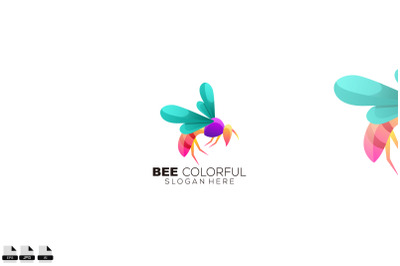 bee logo gradient color style design icon