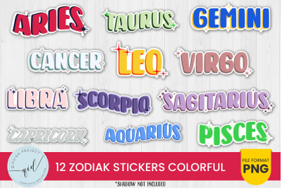 Zodiak Stickers Colorful | 12 Variations
