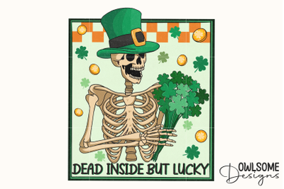 Funny Skeleton Patricks Day PNG Designed