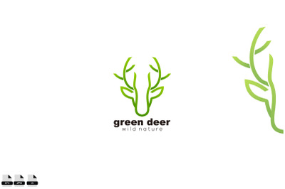 green head deer logo design line art colorful